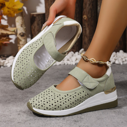 🔥Women's Summer Breathable Lightweight Adjustable Velcro Wedge Heel Sneakers