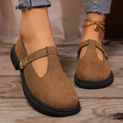 Women's Adjustable Buckle Platform/Flat leather shoes