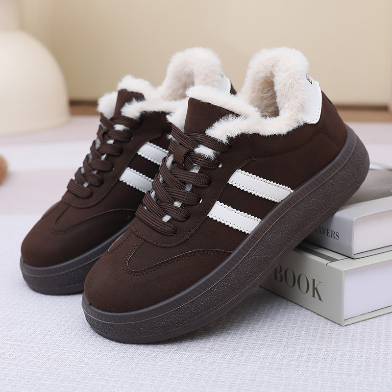 Women's winter cotton shoes with soft sole and plush lining