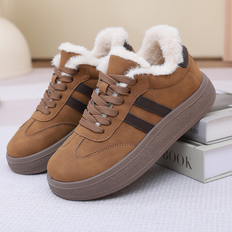 Women's winter cotton shoes with soft sole and plush lining