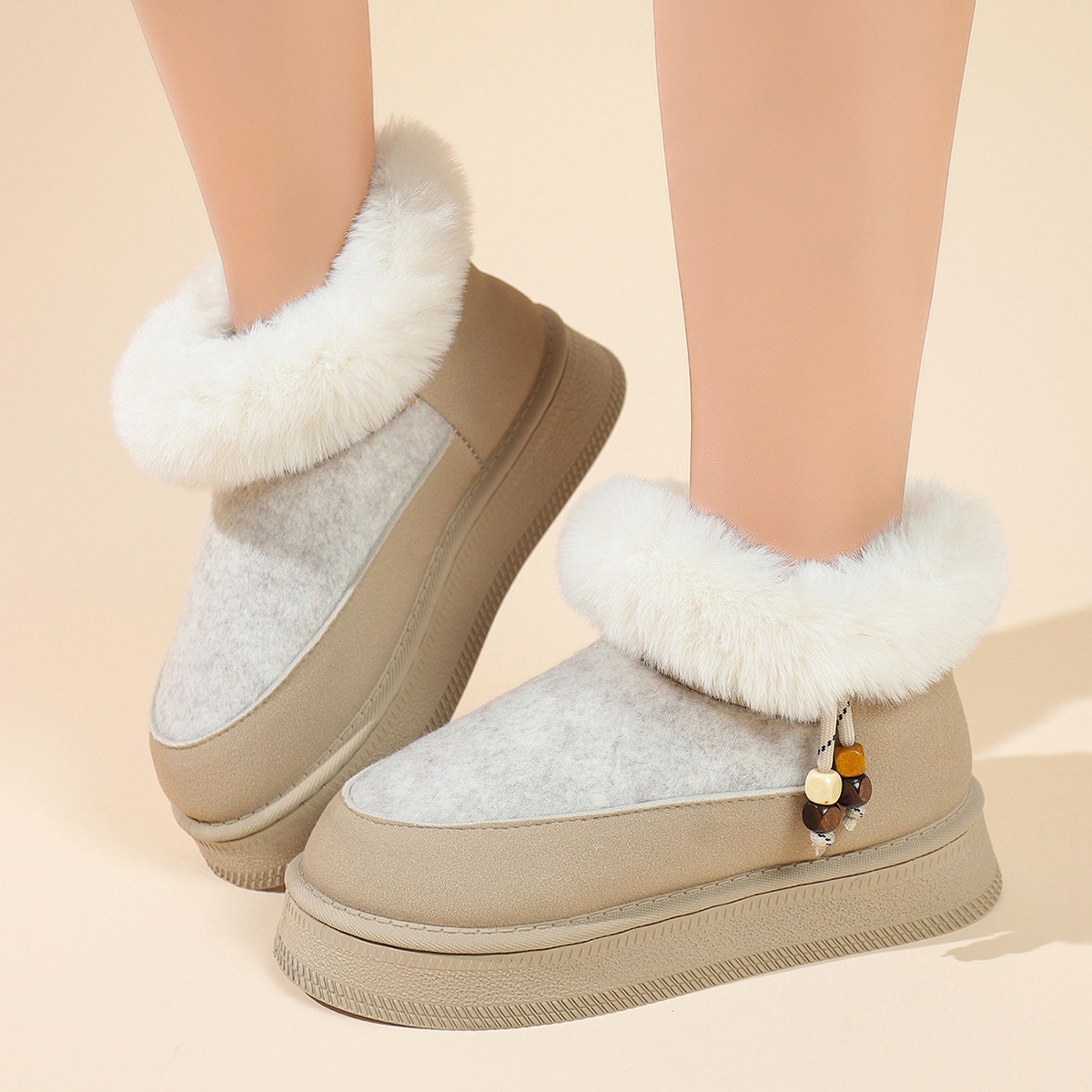 Women's thick-soled velvet cotton shoes