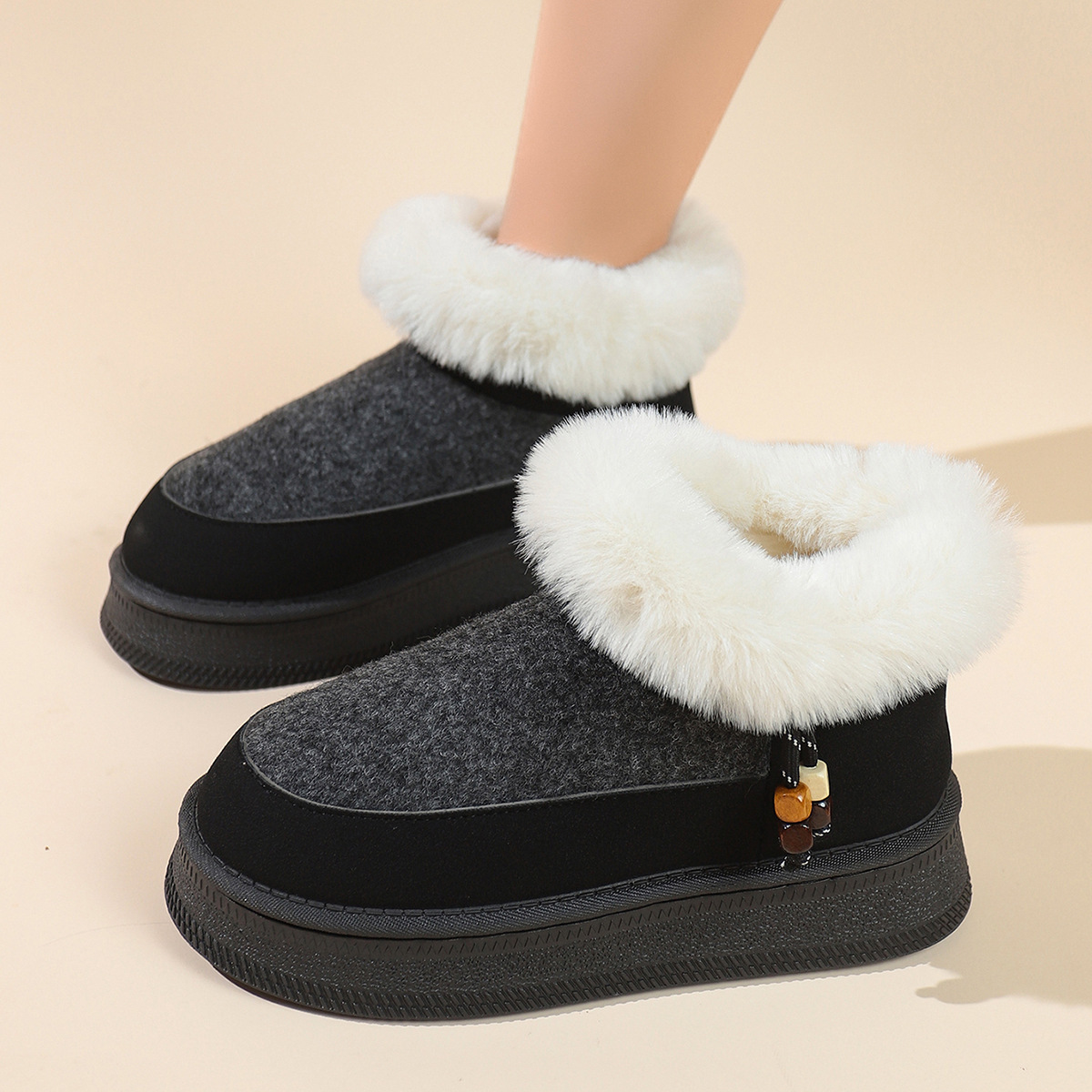 Women's thick-soled velvet cotton shoes