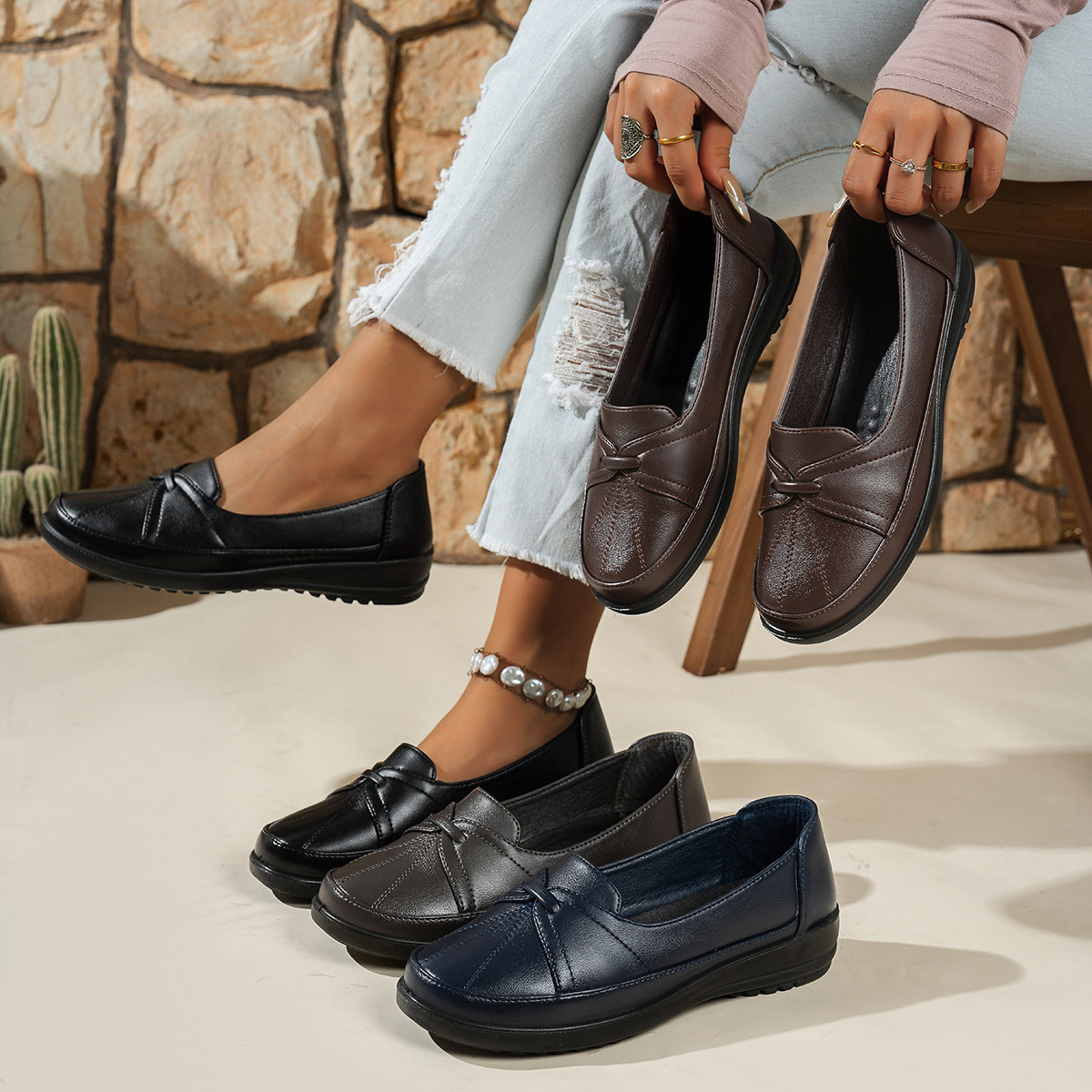 🔥Best Seller-Last Day Sale 60% OFF🔥Women's Orthopedic Leather Shoes, Lightweight, Non-Slip, and Breathable