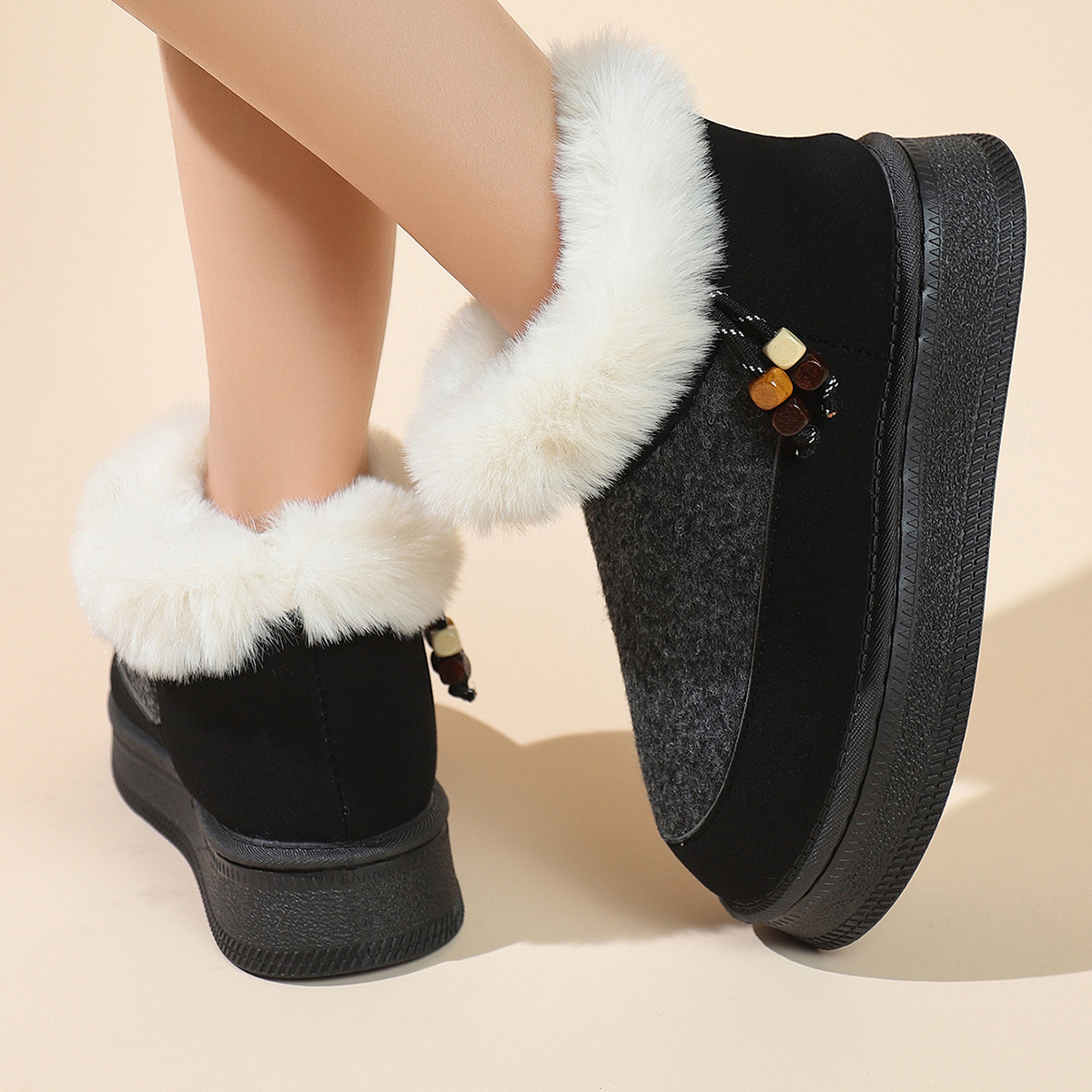 Women's thick-soled velvet cotton shoes