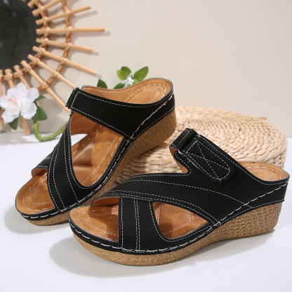 🔥HOT SALE🔥Women's Adjustable Velcro Non-Slip Thick Sole Wedge Sandals - Buy 2 get free shipping