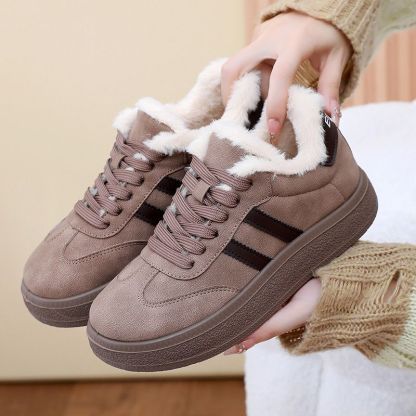 Women's winter cotton shoes with soft sole and plush lining