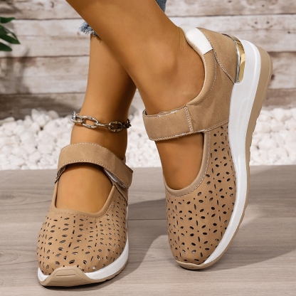 🔥Women's Summer Breathable Lightweight Adjustable Velcro Wedge Heel Sneakers