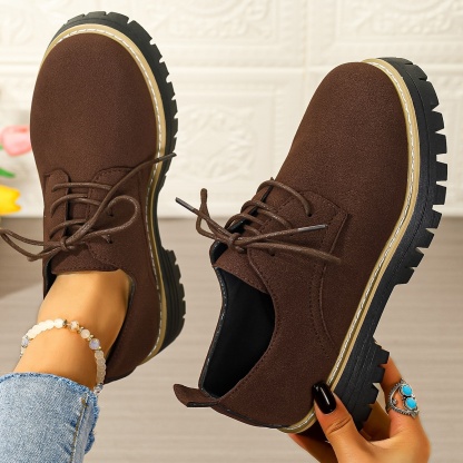 Women's waterproof and non-slip lace-up thick-soled loafers