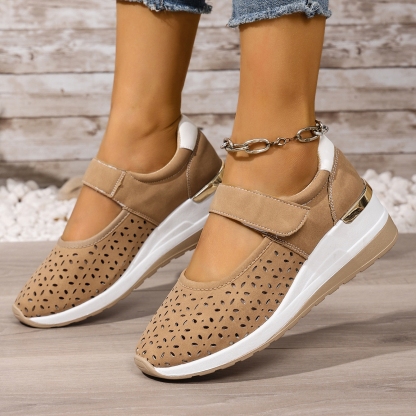🔥Women's Summer Breathable Lightweight Adjustable Velcro Wedge Heel Sneakers