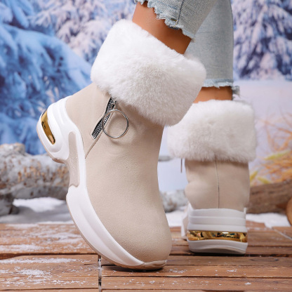 Women's winter side-zipper fleece-lined warm snow boots