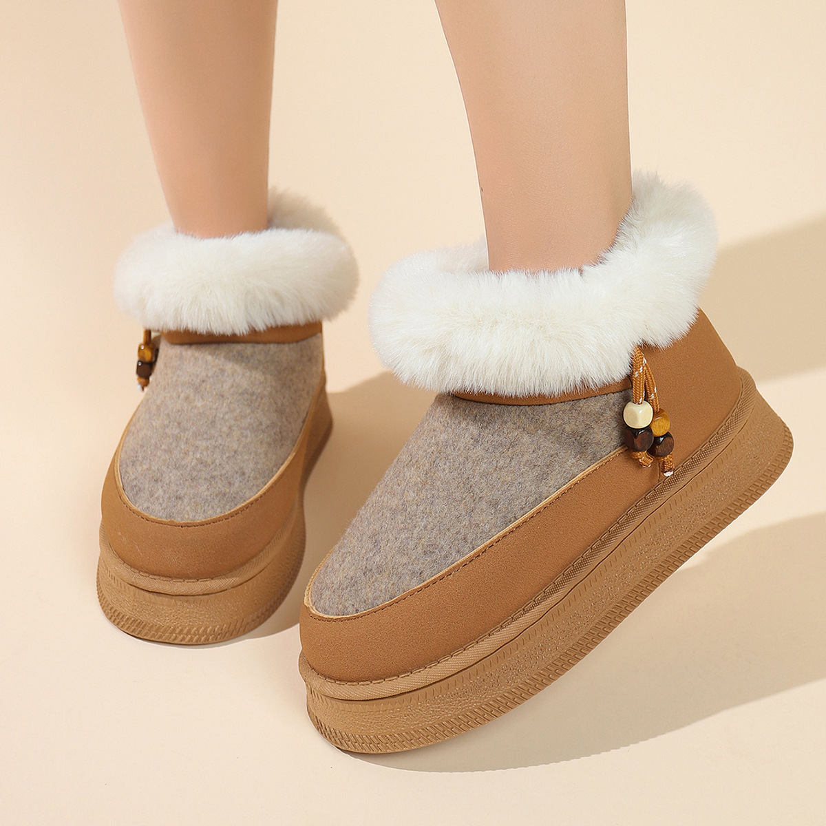 Women's thick-soled velvet cotton shoes