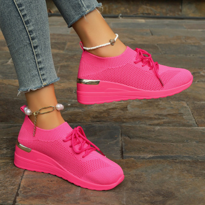 Women's mesh breathable lightweight orthopedic lace-up sneakers