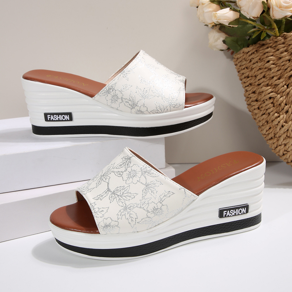 🔥HOT SALE🔥Ladies summer new fashion wedge slippers - Buy 2 get free shipping