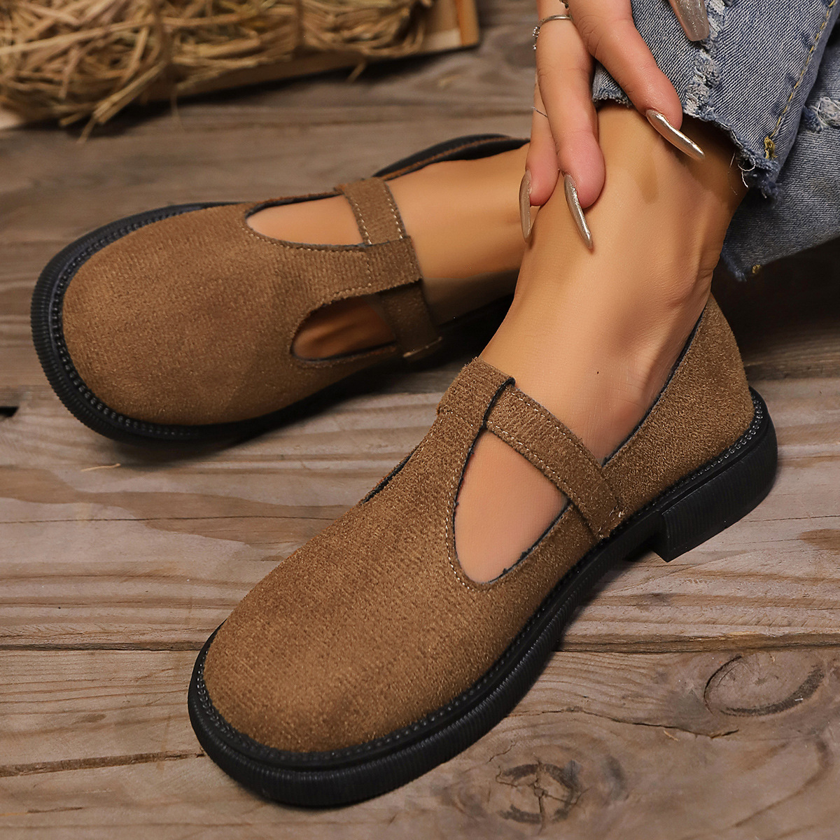 Women's Adjustable Buckle Platform/Flat leather shoes