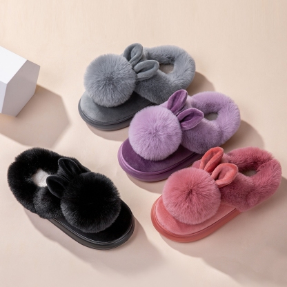 Women's plush warm rabbit slippers