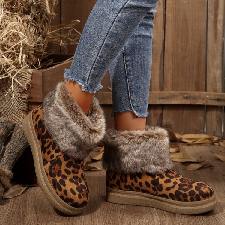 Women's fleece-lined, warm, thick-soled, comfortable cotton boots