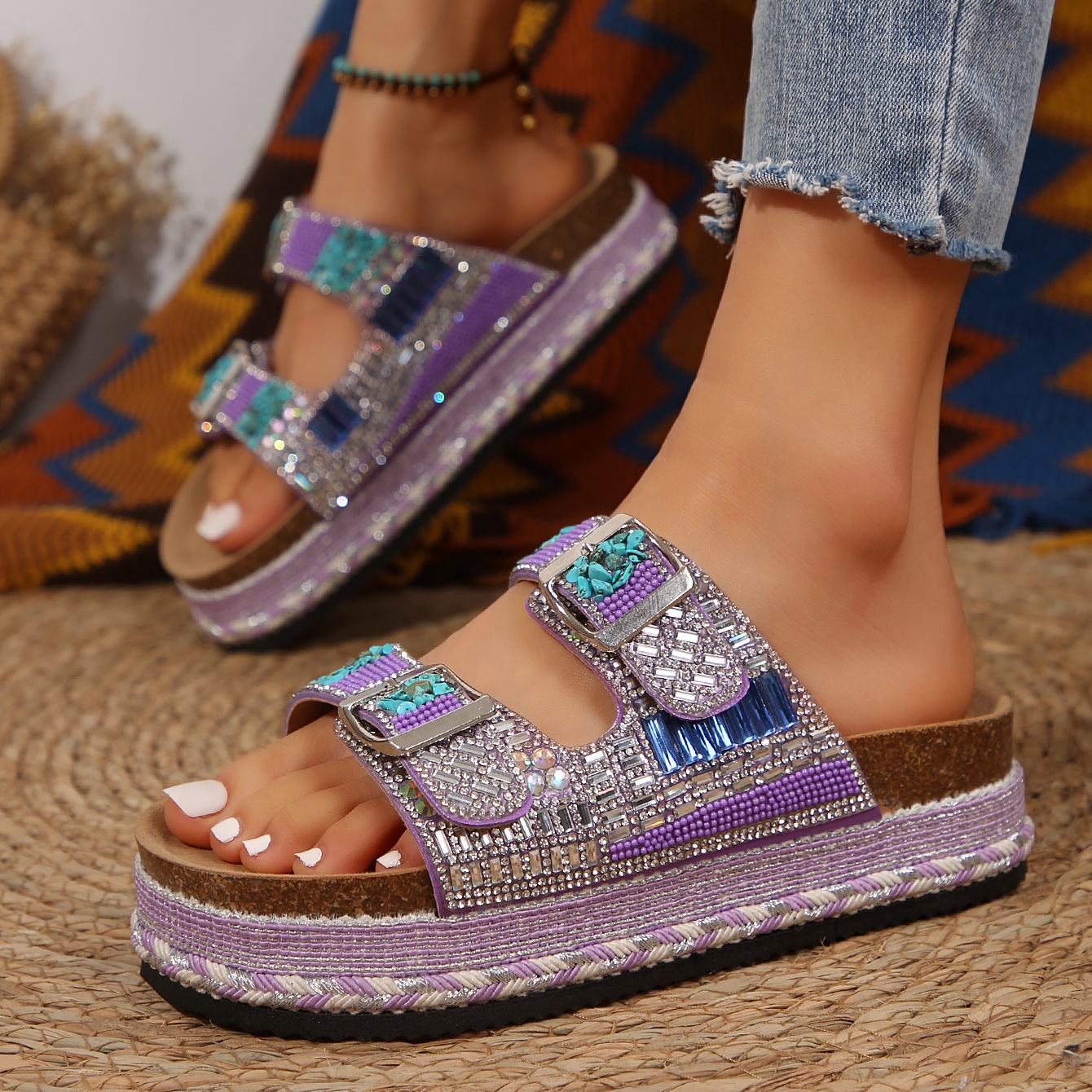 🔥Women's new summer thick-soled cork slippers