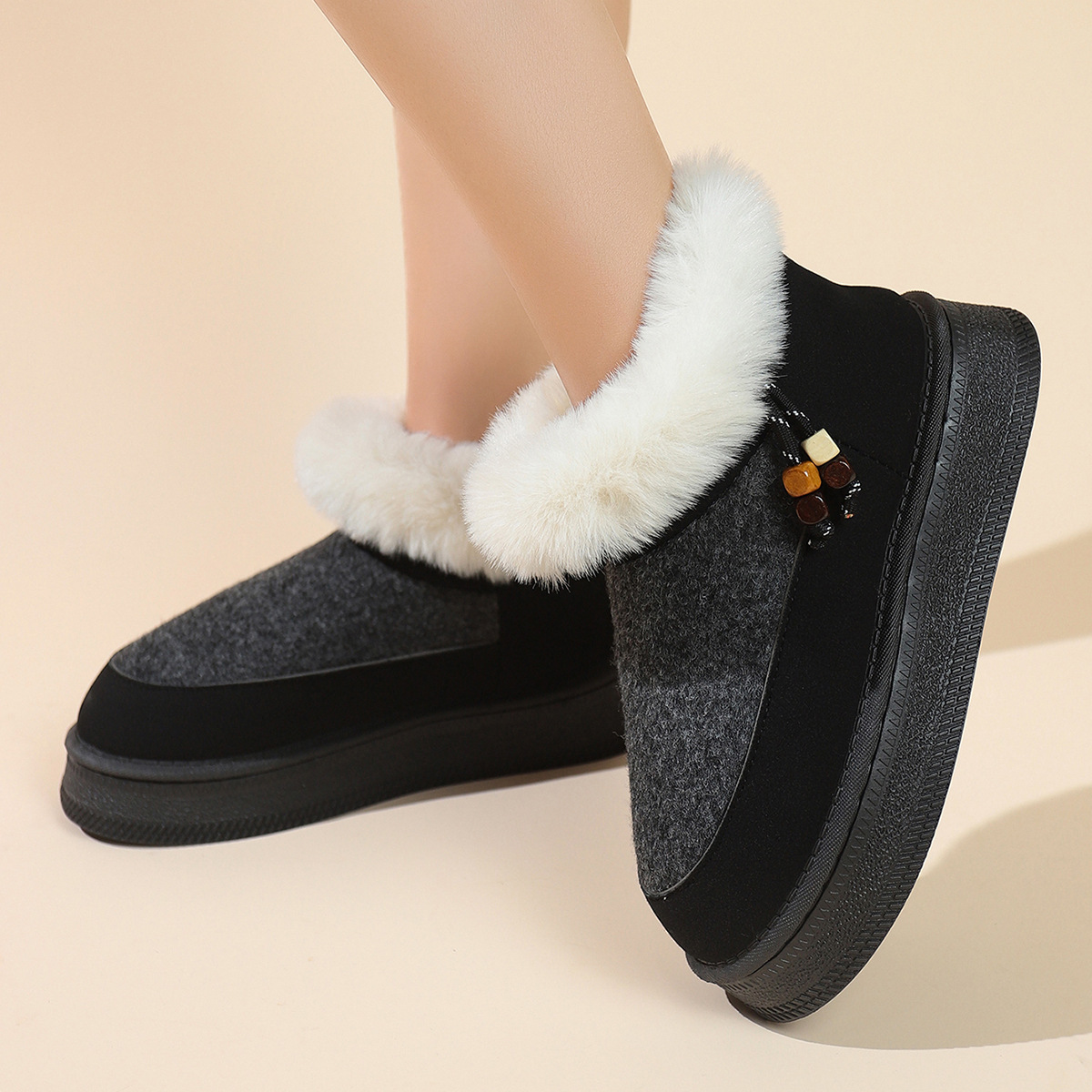 Women's thick-soled velvet cotton shoes
