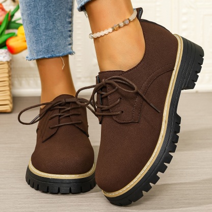 Women's waterproof and non-slip lace-up thick-soled loafers