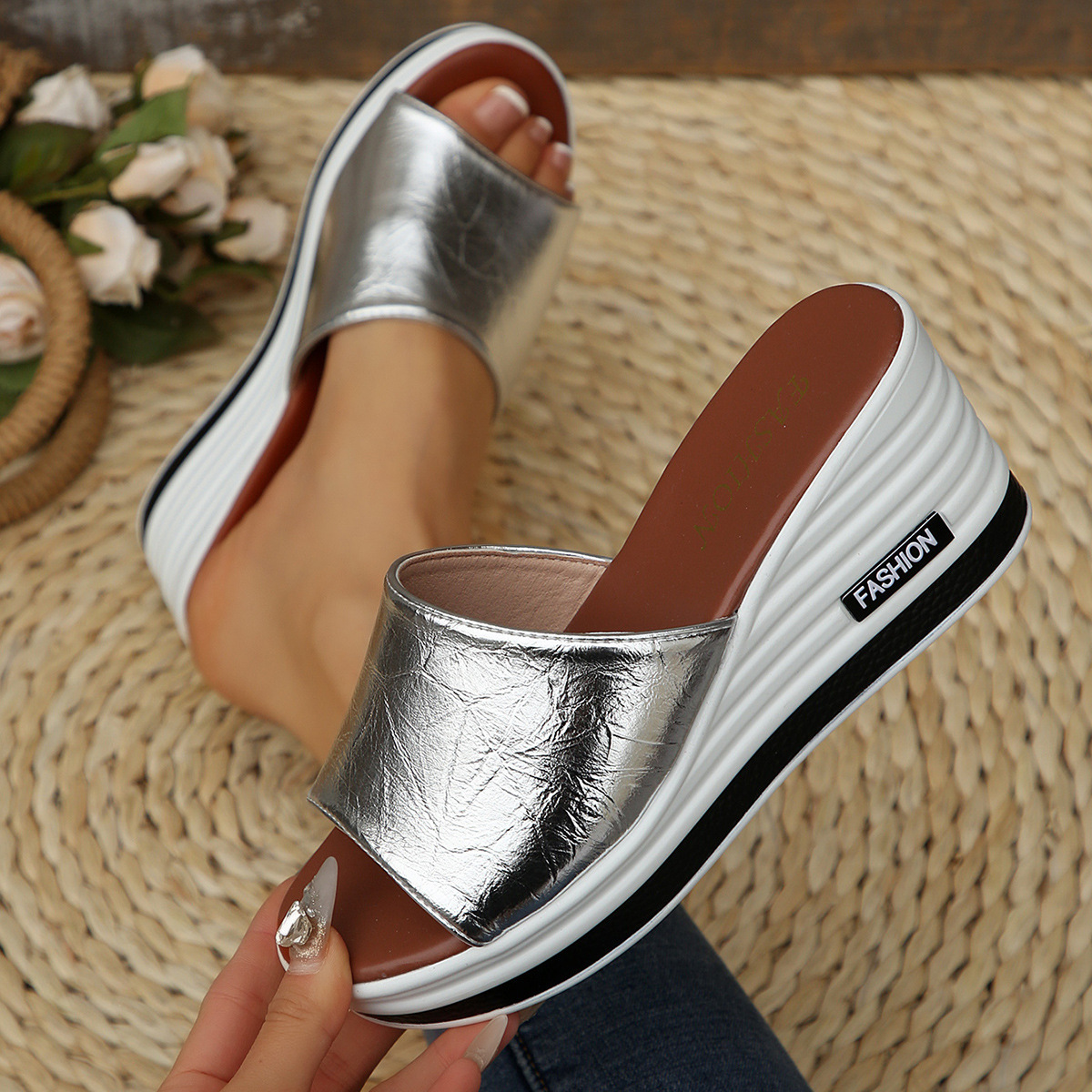 🔥HOT SALE🔥Ladies summer new fashion wedge slippers - Buy 2 get free shipping