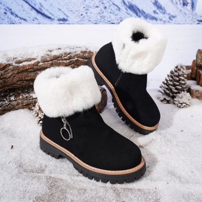 Women's winter fleece side zipper warm boots