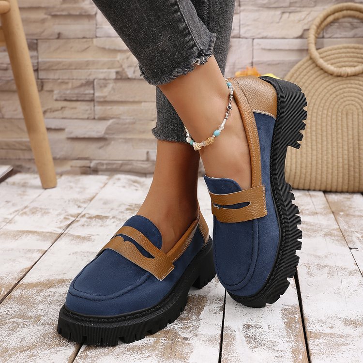 Women's fashionable thick-soled slip-on loafers