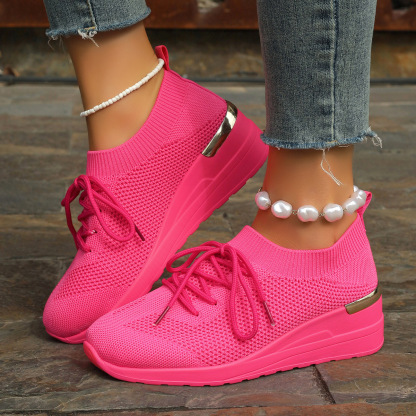 Women's mesh breathable lightweight orthopedic lace-up sneakers