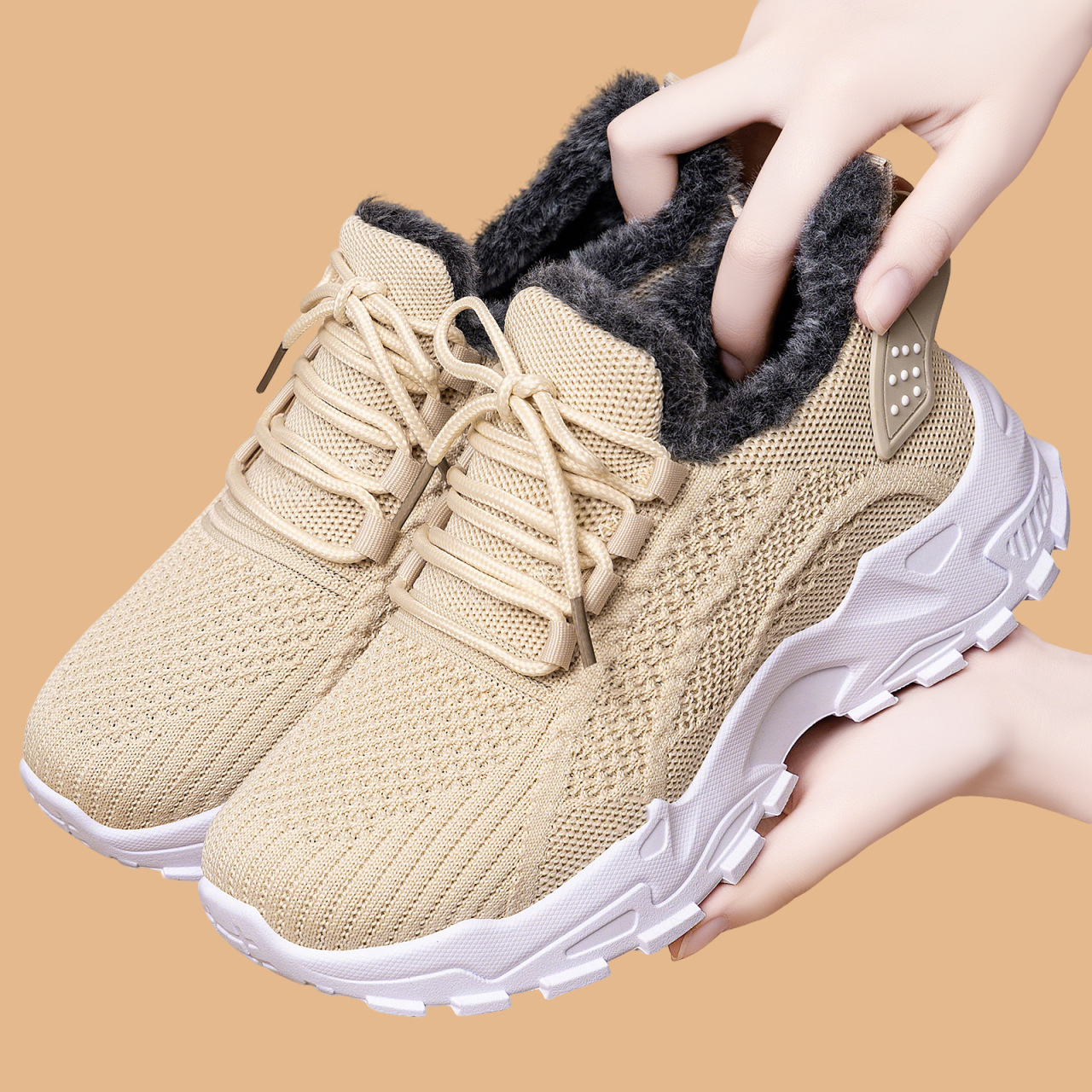 Women's plush cotton sneakers