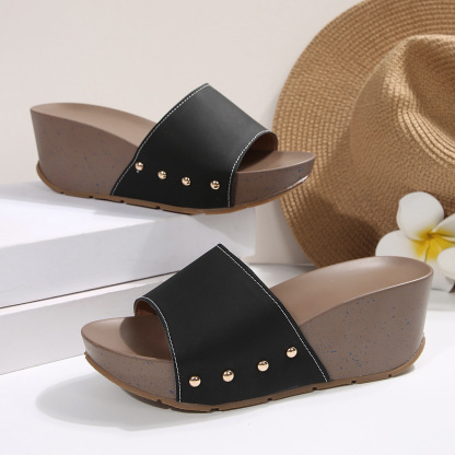Ladies summer thick-soled wedge slippers