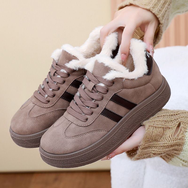 Women's winter cotton shoes with soft sole and plush lining