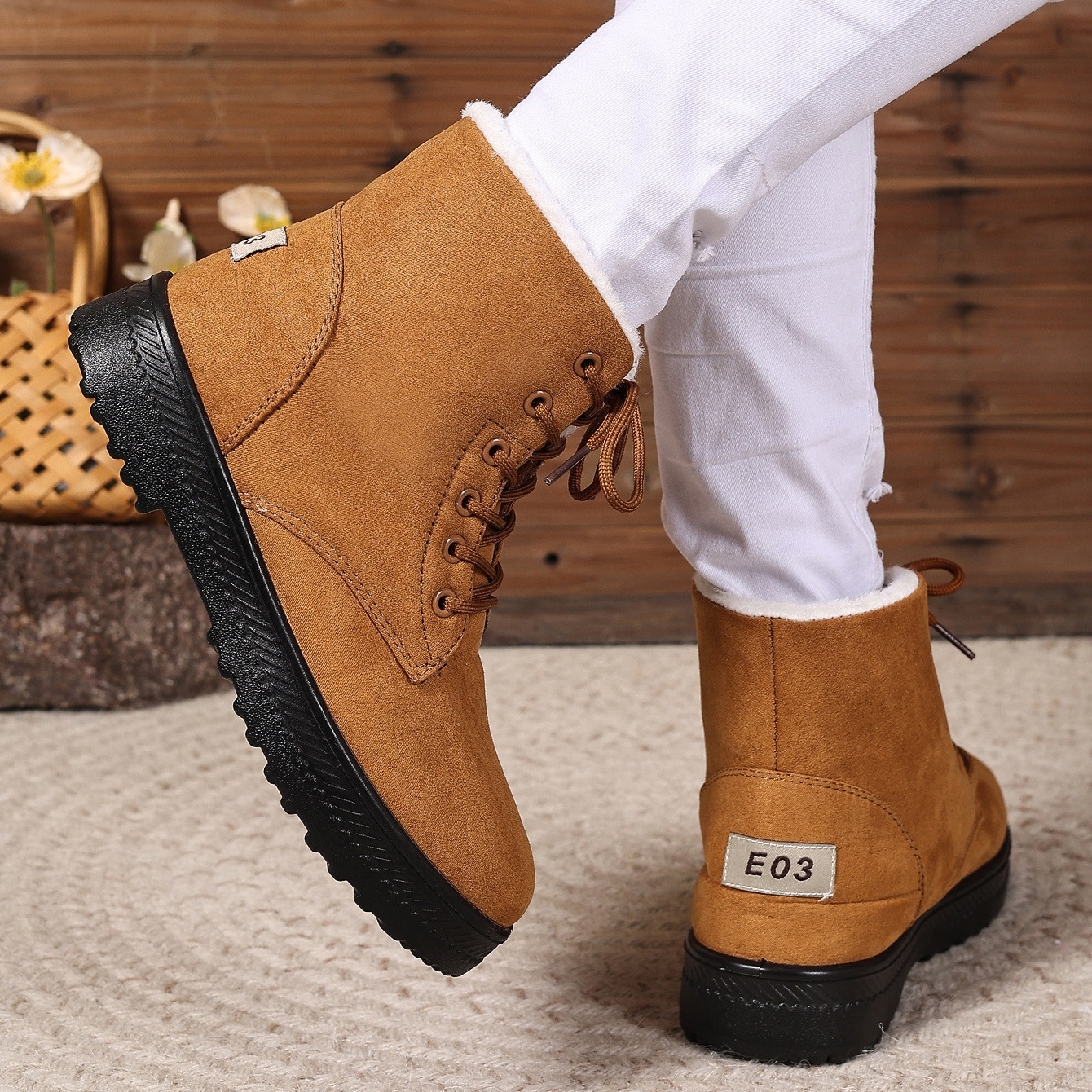 Women's waterproof and non-slip flat cotton boots