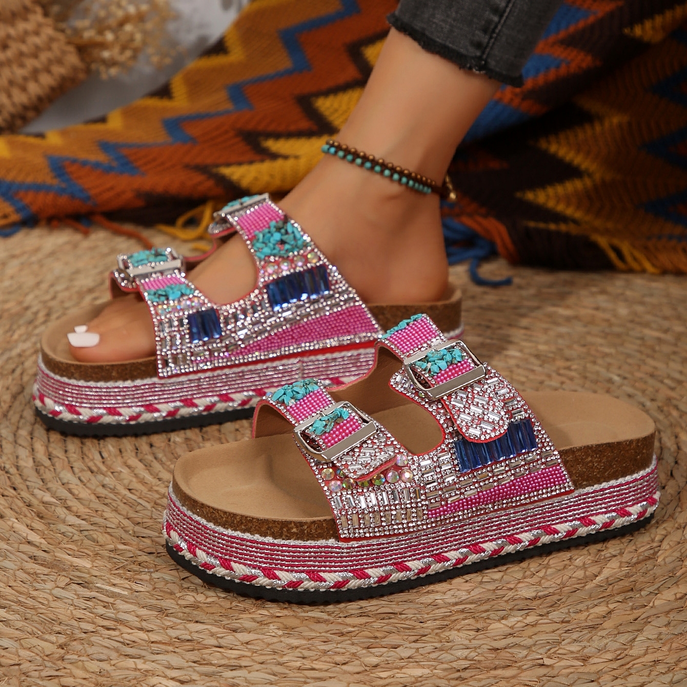 🔥Women's new summer thick-soled cork slippers