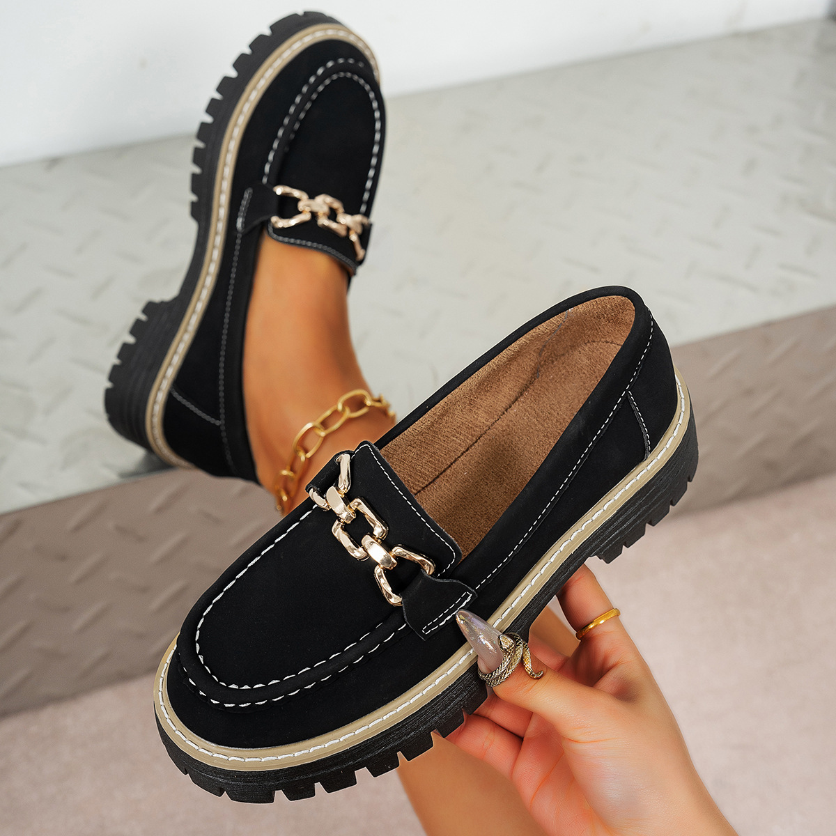 Women's thick-soled versatile casual loafers