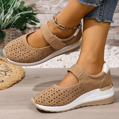 🔥Women's Summer Breathable Lightweight Adjustable Velcro Wedge Heel Sneakers