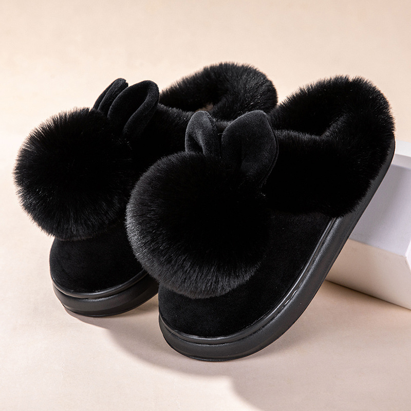 Women's plush warm rabbit slippers