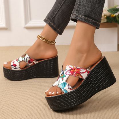 📢🔥Women's thick-soled wedge high-heeled slippers