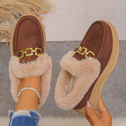 Women's fleece-lined slip-on cotton shoes