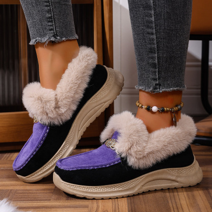 Women's fleece-lined slip-on cotton shoes