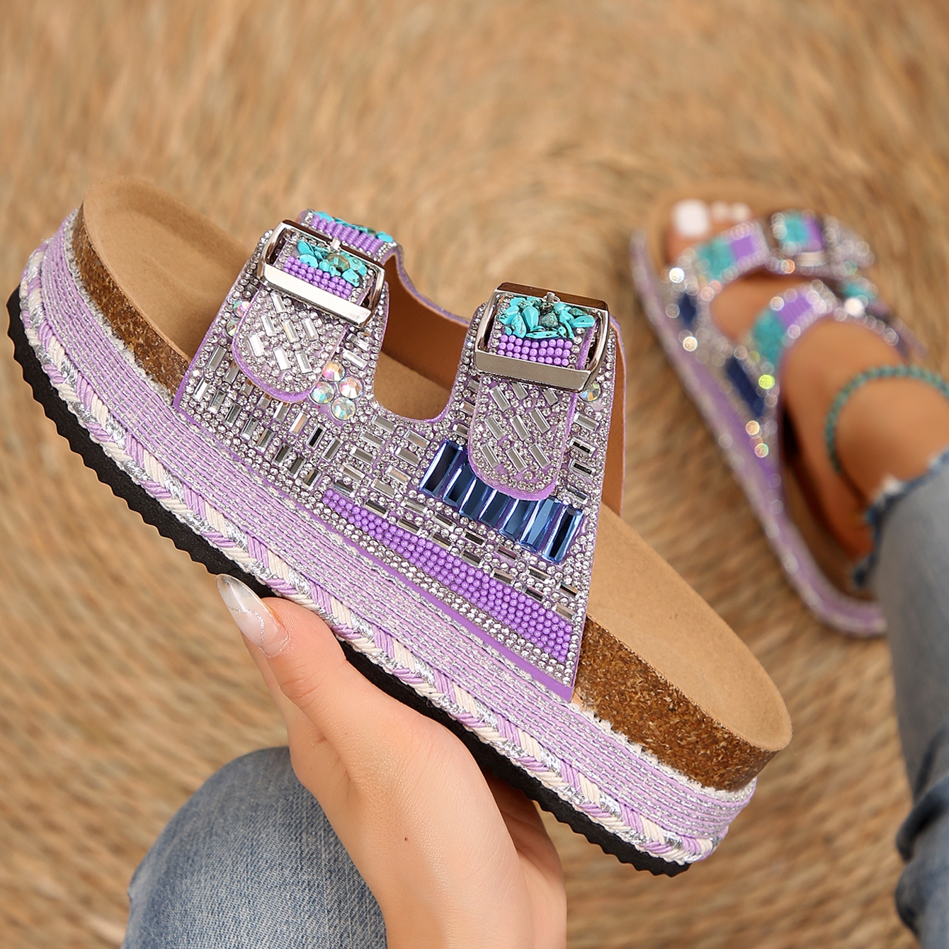 🔥Women's new summer thick-soled cork slippers