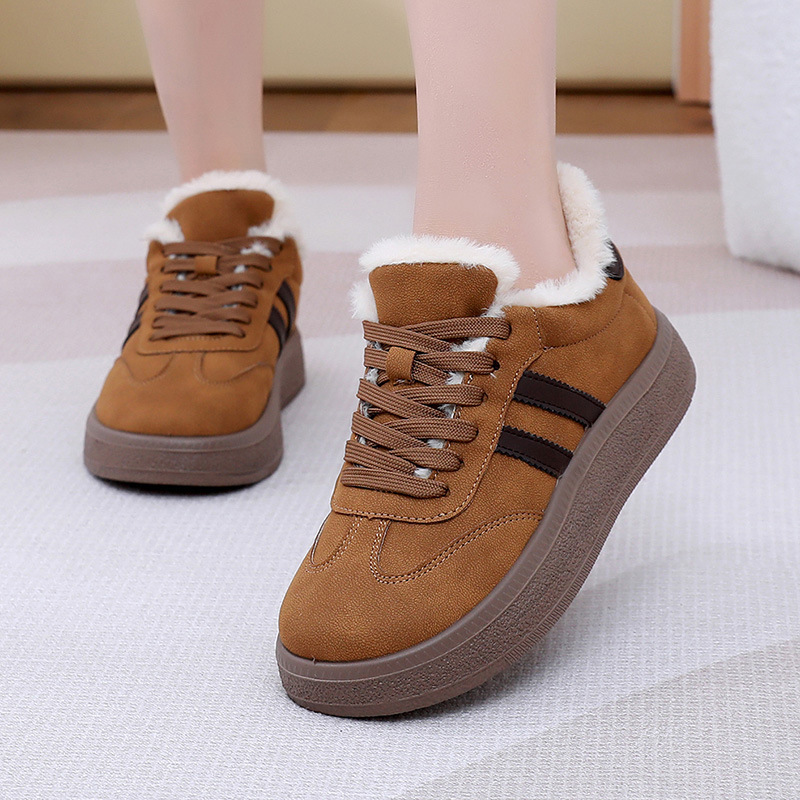 Women's winter cotton shoes with soft sole and plush lining