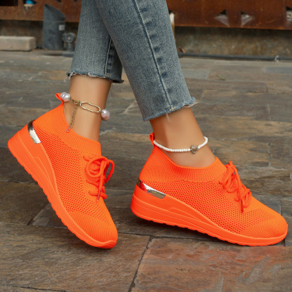 Women's mesh breathable lightweight orthopedic lace-up sneakers
