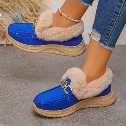 Women's fleece-lined slip-on cotton shoes
