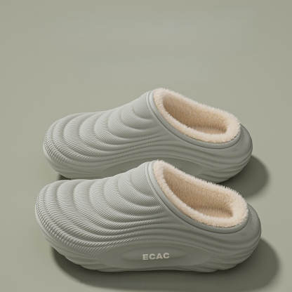 Women's Home Wear Fleece-Lined Warm Non-Slip Thick-Soled Cotton Slippers