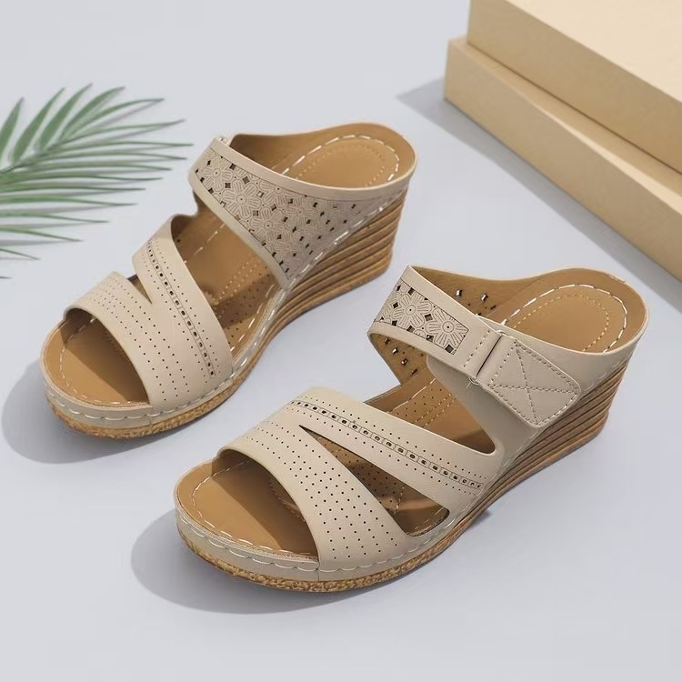 🔥HOT SALE🔥Women's Adjustable Velcro Non-Slip Thick Sole Wedge Sandals - Buy 2 get free shipping