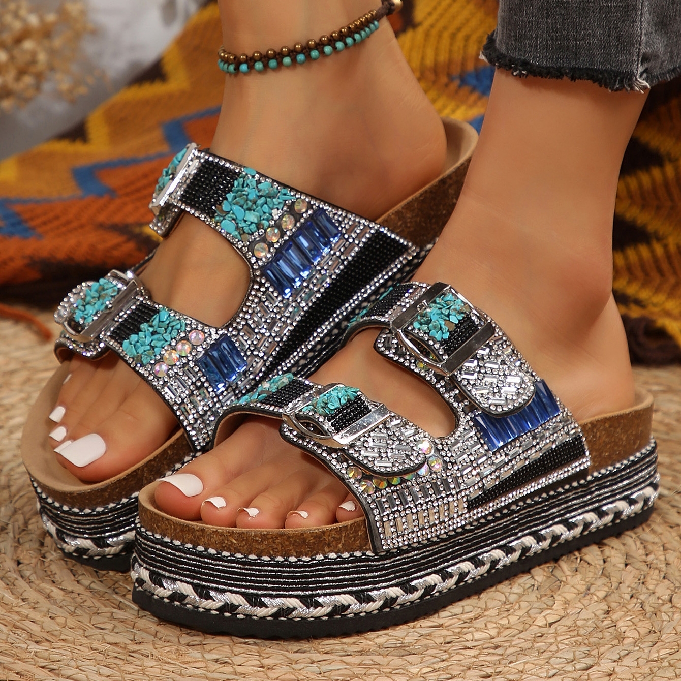 🔥Women's new summer thick-soled cork slippers