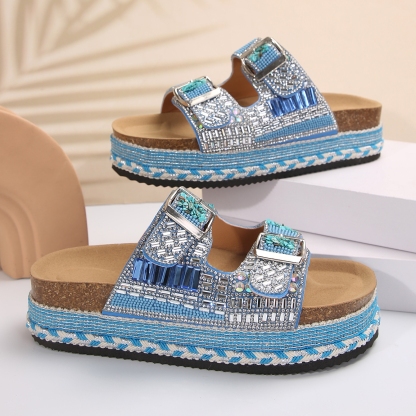 🔥Women's new summer thick-soled cork slippers