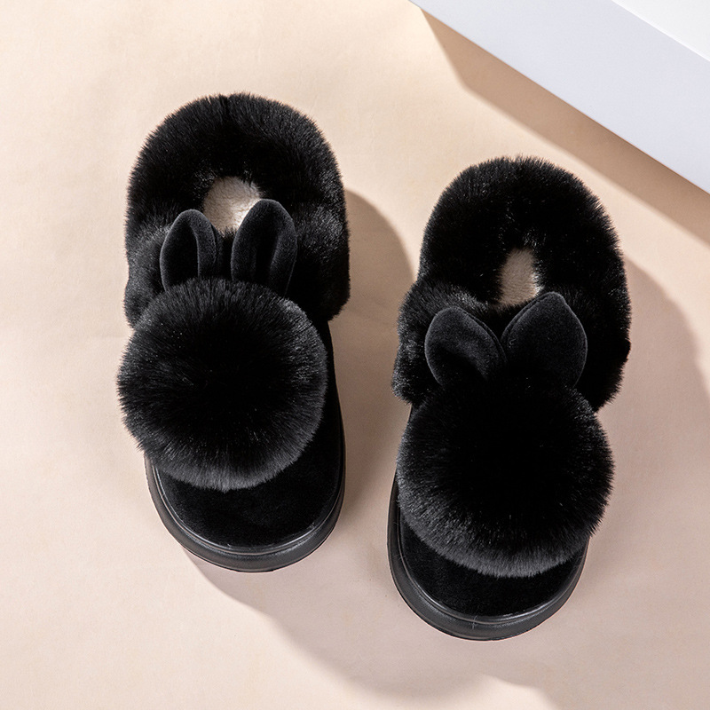 Women's plush warm rabbit slippers
