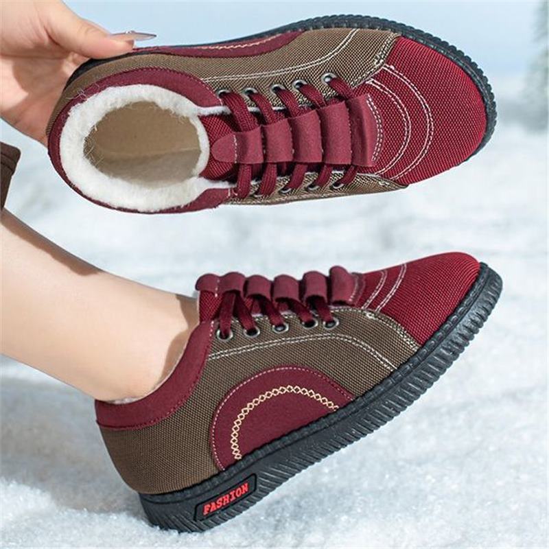 Women's winter fleece-lined warm non-slip soft-soled cotton shoes