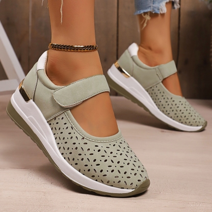 🔥Women's Summer Breathable Lightweight Adjustable Velcro Wedge Heel Sneakers