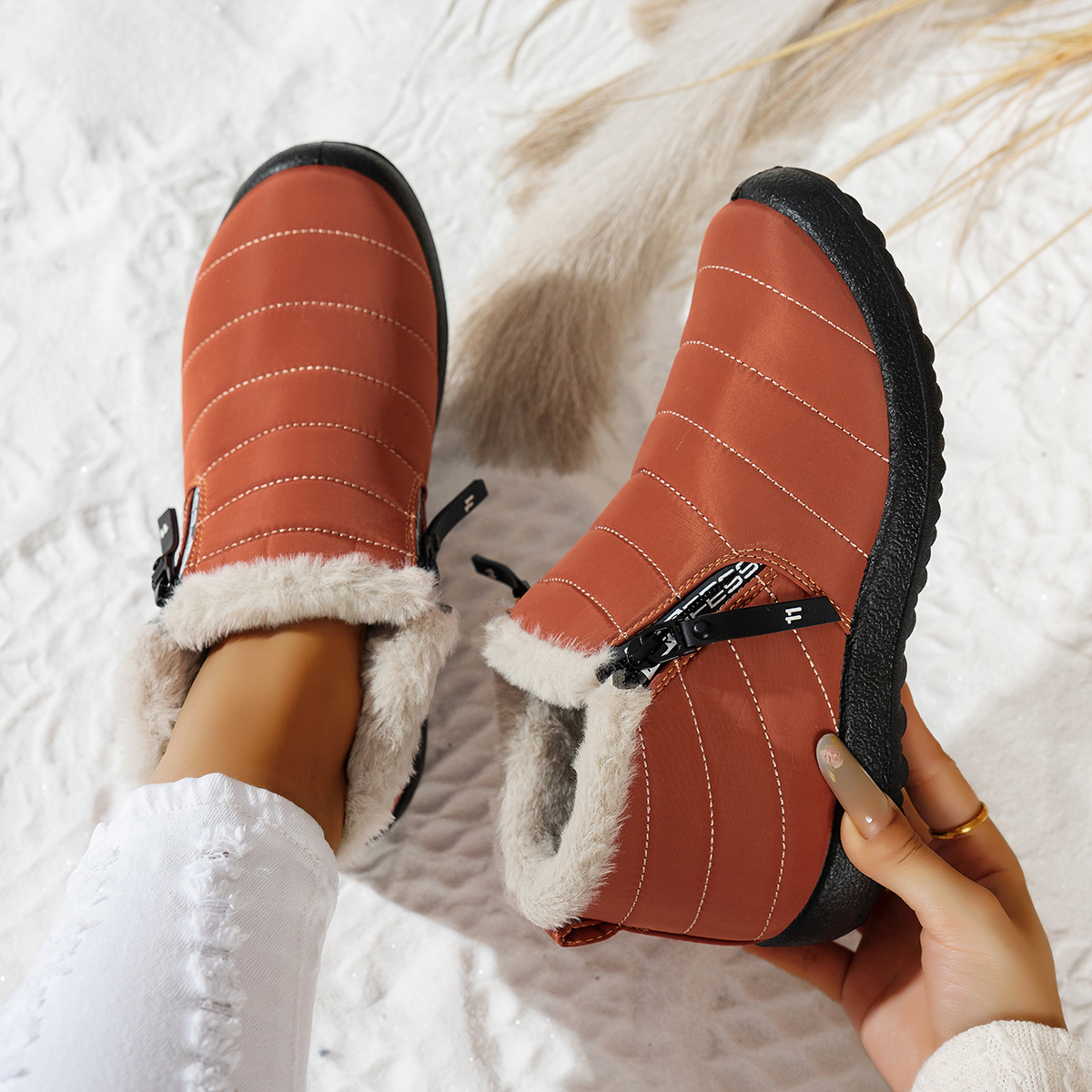 Women's/Men's Waterproof Warm Side Zipper Winter Boots